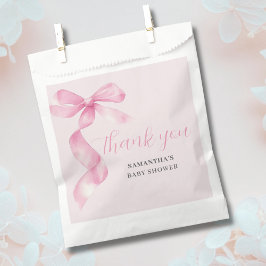 Bolsa De Papel Chica Rosa Coquette Bow Baby Shower Gracias
