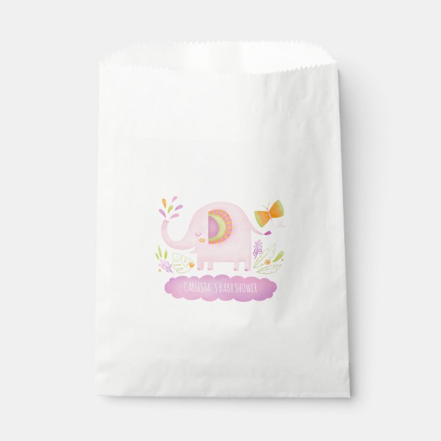 Bolsa De Papel Chica rosa Cute Elephant Baby Shower (Anverso)