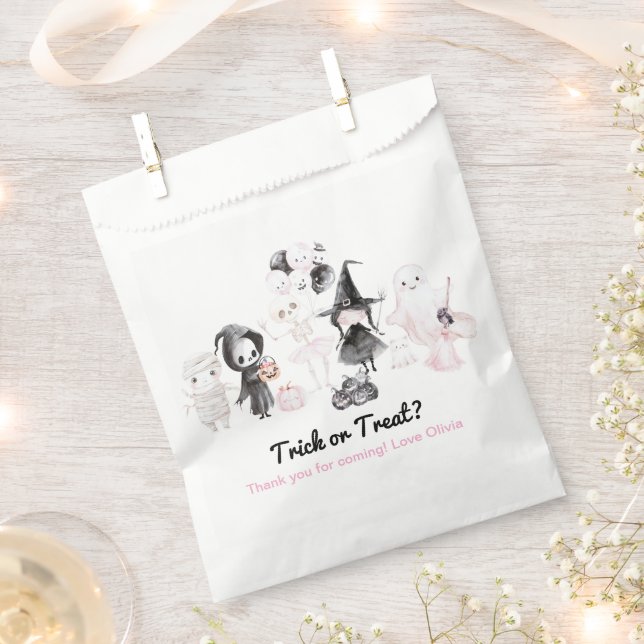 Bolsa De Papel Chica rosa pastel cumpleaños halloween (Cortado)