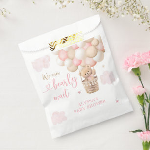 Bolsa De Papel Chica rosa Teddy Bear Balón de aire caliente Baby