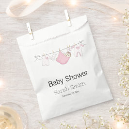Bolsa De Papel Chica simple rosado lindo Clothesline Baby Shower