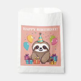 Bolsa De Papel Chica Sloth Feliz cumpleaños Diversión animal rosa