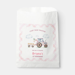 Bolsa De Papel Chica Tractor Rosa Granja Cumpleaños Cualquier Eda