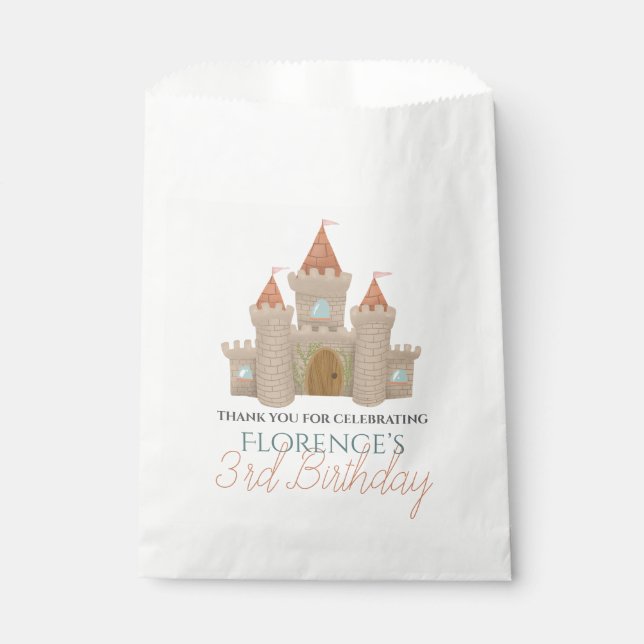 Bolsa De Papel Chicas Cute Fairytale Castle Kids Cumpleaños (Anverso)