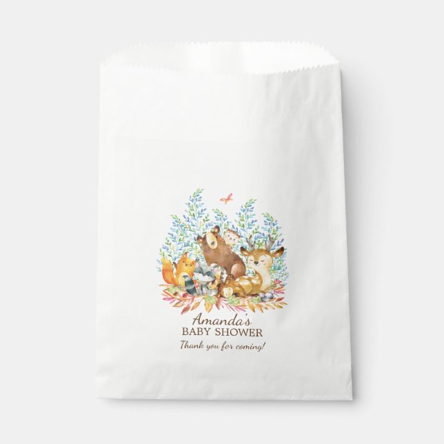 Bolsa De Papel Chicas de animales de Woodland Baby Shower favorec (Anverso)