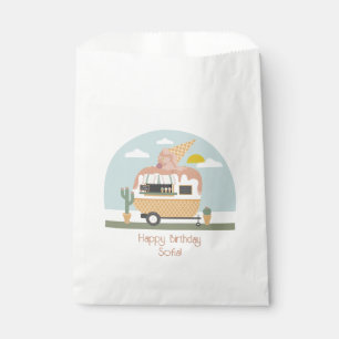 Bolsa De Papel Chicas de Camper Rosa Cream Truck Hielo Cumpleaños