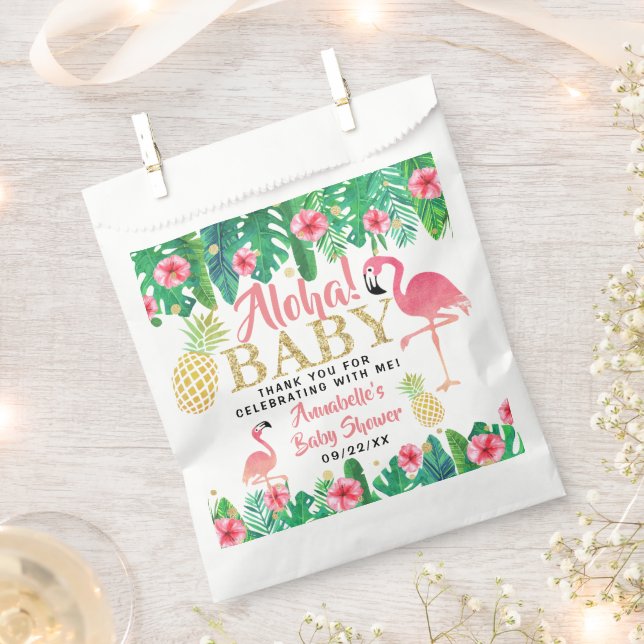 Bolsa De Papel Chicas de Summer Beach Luau Tropical Baby Shower (Cortado)