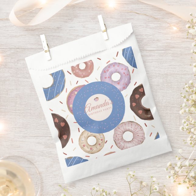Bolsa De Papel Chicas Dulce Donut Pastel Cumpleaños (Cortado)
