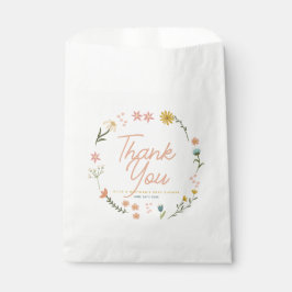 Bolsa De Papel Chicas Elegante Boho Wildflower Pink Baby Shower