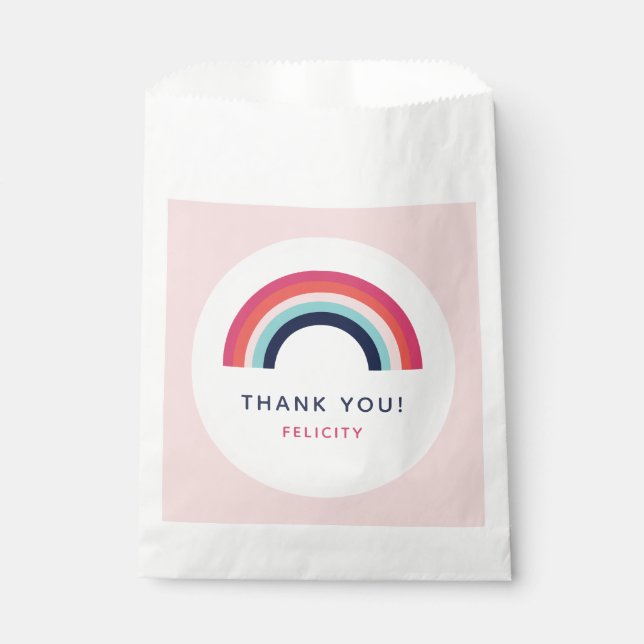 Bolsa De Papel Chicas Fiesta Nombre de arcoiris personalizado Azu (Anverso)