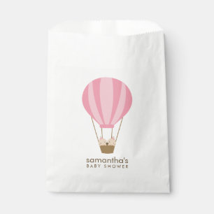 Bolsa De Papel Chicas gemelos en Baby Shower con globo rosa
