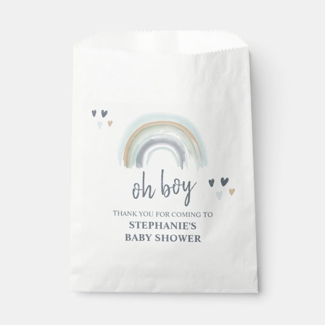 Bolsa De Papel Chico Bebe Ducha Azul Boho Arcoíris Gracias (Anverso)