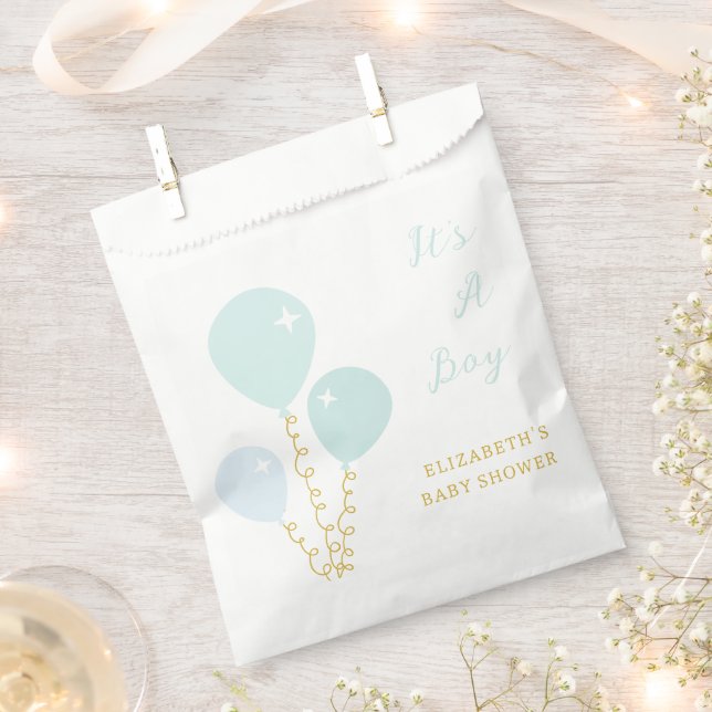 Bolsa De Papel Chico de globos azules Baby Shower (Cortado)