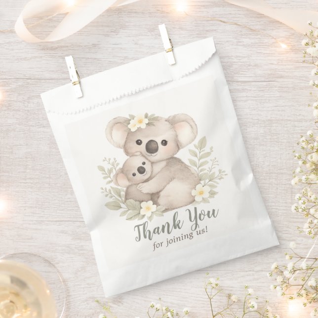Bolsa De Papel Chico de Koala Neutral Boho Baby Shower (Cortado)