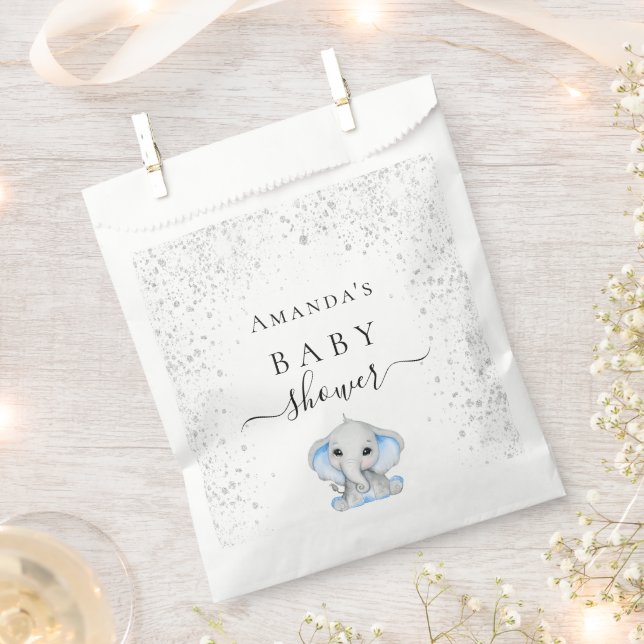 Bolsa De Papel Chico elefante azul Baby Shower (Cortado)