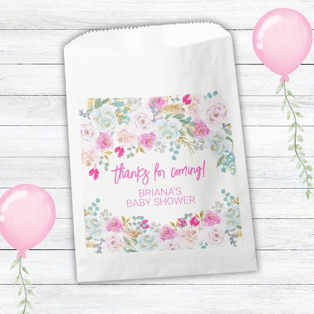 Bolsa De Papel Chico floral rosa Baby Shower Favors (Subido por el creador)