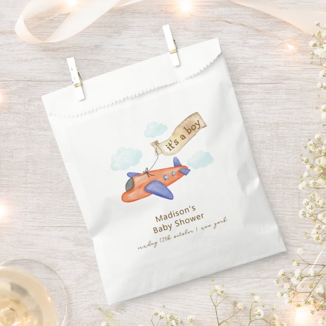 Bolsa De Papel Chico lindo minimal aviador ducha de bebé de avión (Cortado)