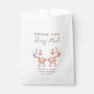 Bolsa De Papel Chicos Chicas Gemelos Oso de Peluche Baby Shower