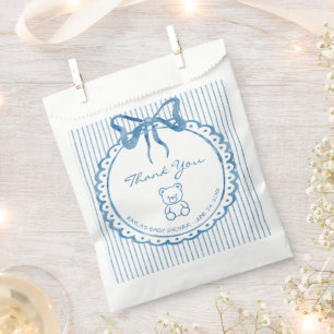 Bolsa De Papel Chimenea Azul de Acuarela con Lazo para Baby Showe