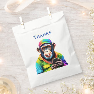 Bolsa De Papel Chimpancé colorido con teléfono-