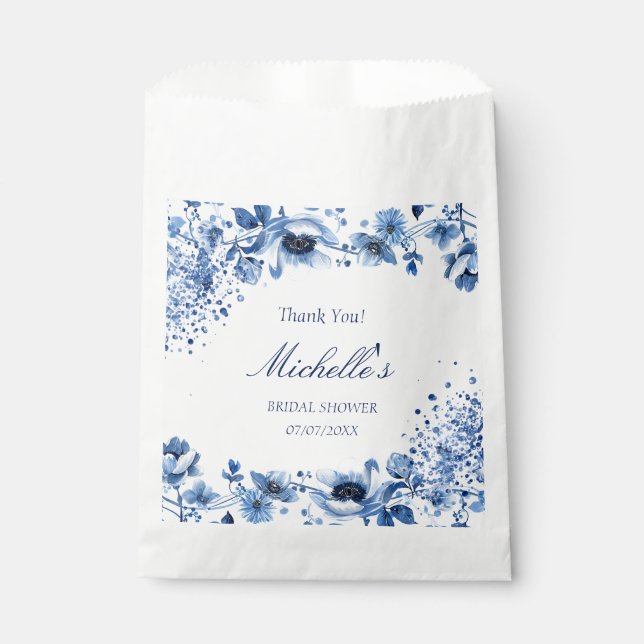 Bolsa De Papel Chinoiserie asiática Floral azul claro Bridgerton (Anverso)