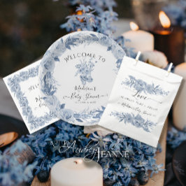 Bolsa De Papel Chinoiserie Blue and White Floral Baby Girl Shower