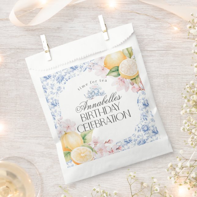 Bolsa De Papel Chinoiserie Lemon Tea Fiesta Birthday Dessert (Cortado)