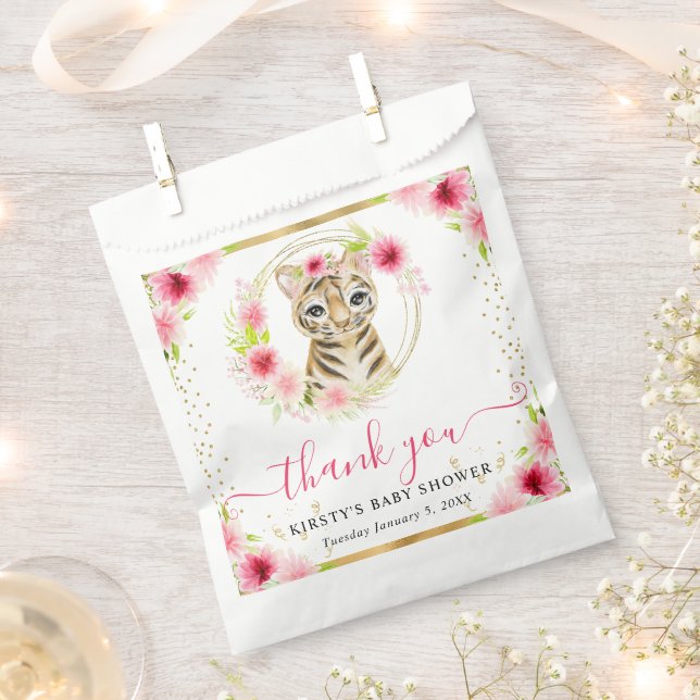 Bolsa De Papel Chorreado de Acuarela Cumpleaños de Bebé Tigre de  (Cortado)