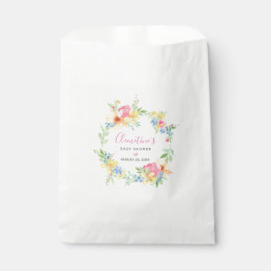 Bolsa De Papel Chorreado Rosa Amarillo Floral Aquarela Baby Showe