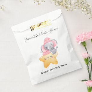 Bolsa De Papel Chorro de Bebé Elefante Rosa Personalizado