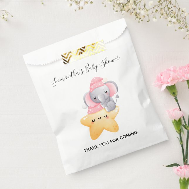 Bolsa De Papel Chorro de Bebé Elefante Rosa Personalizado (Sellado)