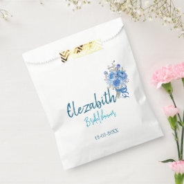 Bolsa De Papel Chorro Nupcial Floral Azul Elegante