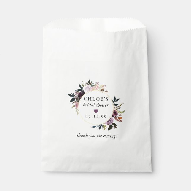 Bolsa De Papel Chorro Nupcial Floral Rosa Púrpura (Anverso)