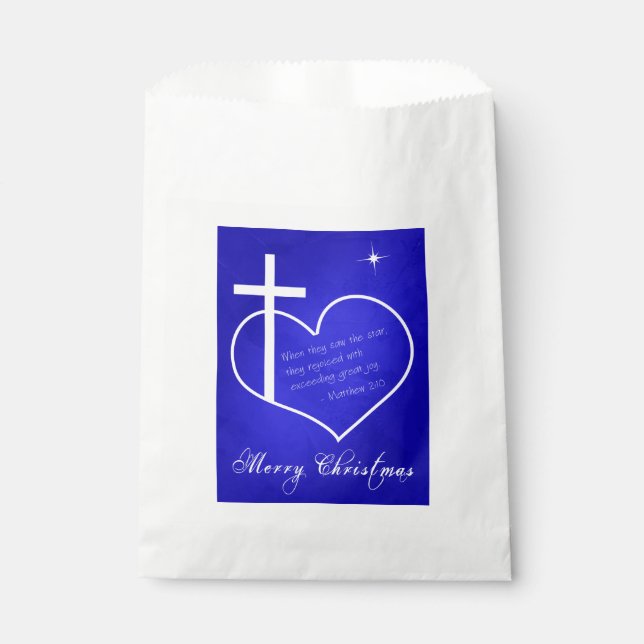 Bolsa De Papel Christian Merry Christmas blue (Anverso)