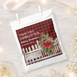 Bolsa De Papel Christmas Fence Buffalo Plaid Baby Shower