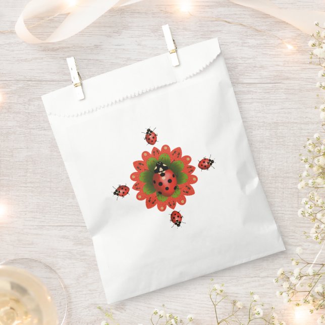 Bolsa De Papel Christmas Ladybug Red White Green Paper (Cortado)