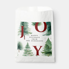 Bolsa De Papel Christmas Trees Rustic Greenery Holiday Red Joy