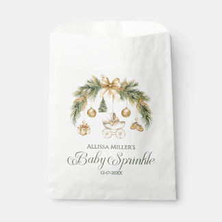 Bolsa De Papel Christmas Watercolor Greenery Winter Baby Sprinkle
