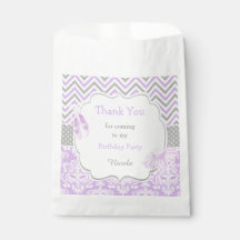 Chupete de Chevron Gris y Morado para Baby Shower