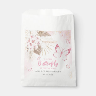 Bolsa De Papel Chupinada de Bebé Mariposa Rosa