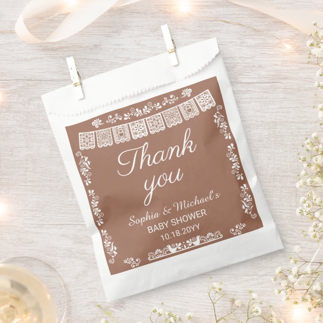 Bolsa De Papel Cielito Lindo Terracotta Papel Picado Baby Shower (Cortado)