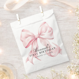 Bolsa De Papel Cinta Rosa Tema Coquette de Lazo