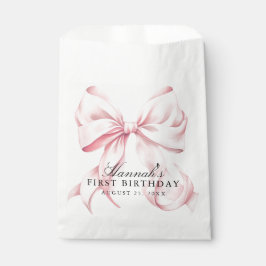 Bolsa De Papel Cinta Rosa Tema Coquette de lazo