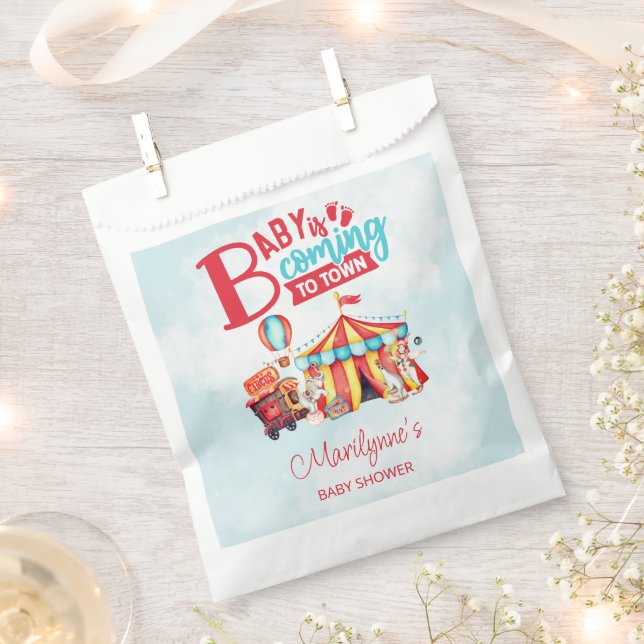 Bolsa De Papel Circo azul del Carnaval Baby Shower (Cortado)