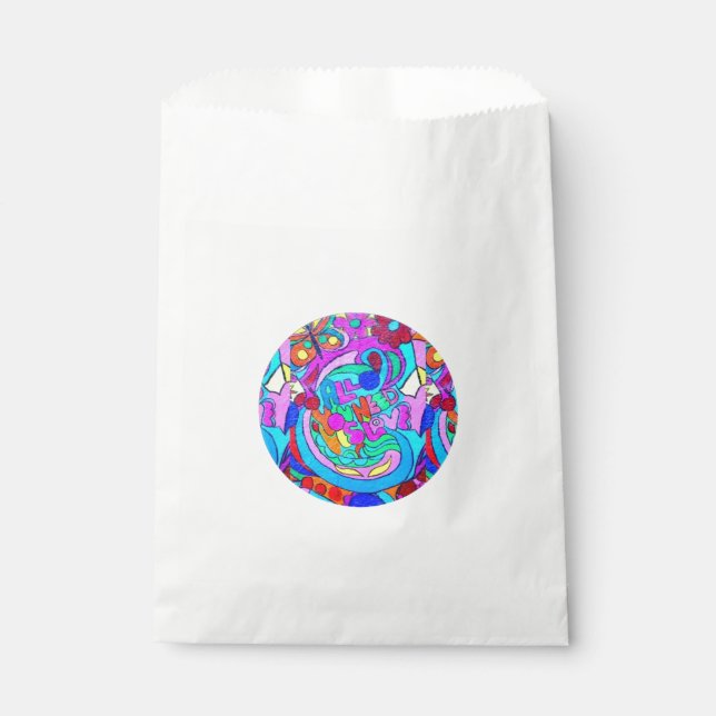 Bolsa De Papel circulo de amor hippie groovy (Anverso)