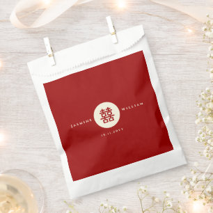 Bolsa De Papel Círculo rojo simple doble felicidad Boda chino