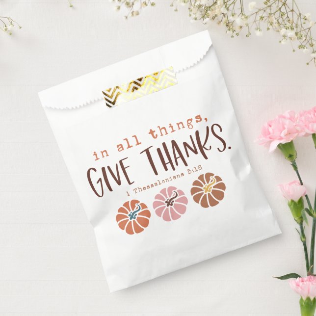 Bolsa De Papel Cita cristiana de Acción de Gracias (Sellado)
