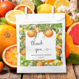 Bolsa De Papel Citrus Gracias Naranja Floral Verde