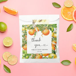 Bolsa De Papel Citrus Gracias Naranja Floral Verde