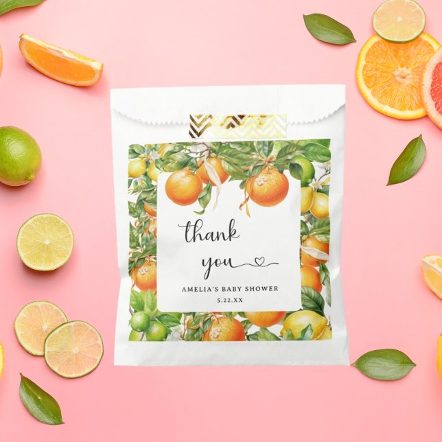 Bolsa De Papel Citrus Gracias Naranja Floral Verde (Subido por el creador)